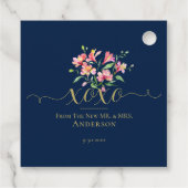 Hugs and Kisses Script Floral Wedding Geschenkanhänger (Rückseite)