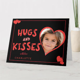 Hugs and Kisses Valentine's Day Custom Foto Karte