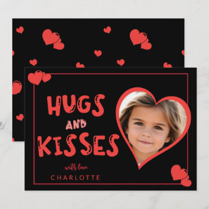 Hugs and Kisses Valentine's Day Custom Foto Mitteilungskarte