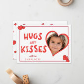 Hugs and Kisses Valentine's Day Custom Foto Mitteilungskarte (Vorderseite/Rückseite Beispiel)
