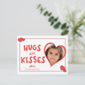 Hugs and Kisses Valentine's Day Custom Foto Postkarte (Stehend Vorderseite)