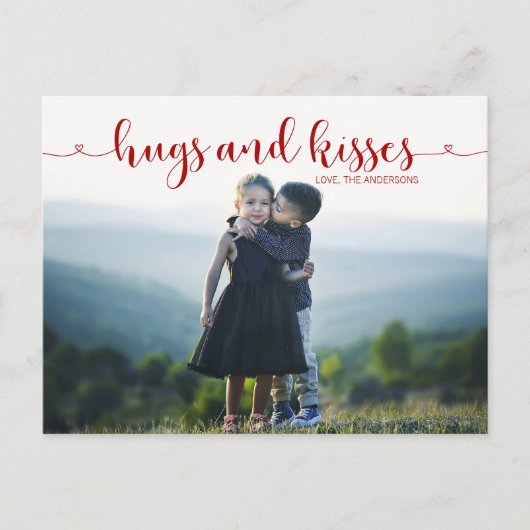 Hugs and Kisses Valentine's Day Foto Postkarte (Vorderseite)