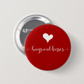 Hugs and Kisses Valentine's Day Round Button (Vorne & Hinten)