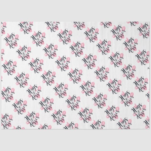 Hugs and Kisses with Hearts Tissue Seidenpapier (Vorderseite)