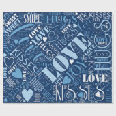 Hugs and Kisses Word Cloud Blue ID286 Geschenkpapier (Flach)
