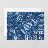 Hugs and Kisses Word Cloud Blue ID286 Postkarte (Vorne/Hinten)