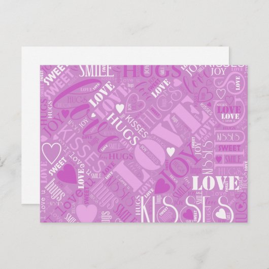 Hugs and Kisses Word Cloud Gold ID286 Postkarte (Vorne/Hinten)