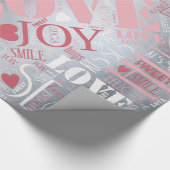 Hugs and Kisses Word Cloud Pink/Silver ID286 Geschenkpapier (Ecke)