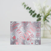 Hugs and Kisses Word Cloud Pink/Silver ID286 Postkarte (Stehend Vorderseite)