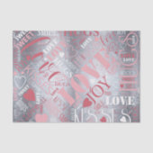 Hugs and Kisses Word Cloud Pink/Silver ID286 Seidenpapier (Vorderseite)