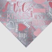 Hugs and Kisses Word Cloud Pink/Silver ID286 Seidenpapier (Ausschnitt)
