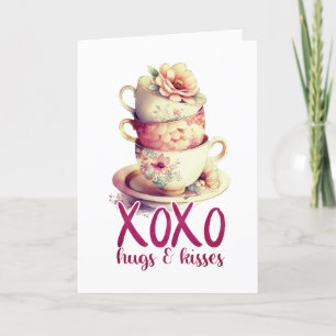 Hugs and Kisses XOXO Blumencoffee Cups Karte
