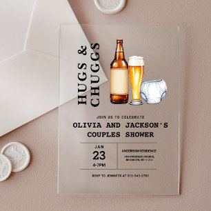 Hugs & Chuggs Biere Windeln Paare Baby Shower Acryleinladungen