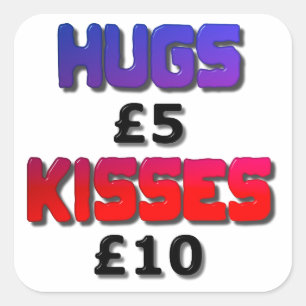 Hugs Five Pfund Kisses 10 Pfund Quadratischer Aufkleber