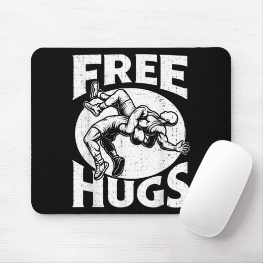 Hugs Funny Wrestling Humor Wrestler Wrestle Men Wo Mousepad (Mit Mouse)