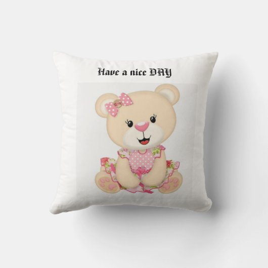 Hugs & Happy: Pink Bear Throw Kissen mit Posi (Rückseite)
