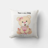 Hugs & Happy: Pink Bear Throw Kissen mit Posi (Vorderseite)