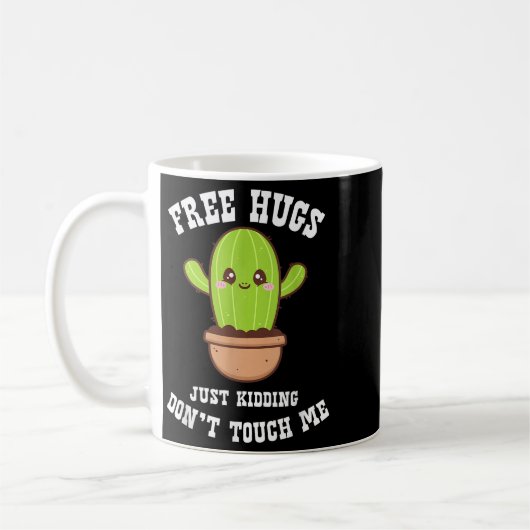 Hugs Just Kidding Don't Touch Me Funny Cactus Kaffeetasse (Links)