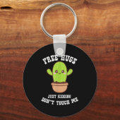 Hugs Just Kidding Don't Touch Me Funny Cactus Schlüsselanhänger (Vorderseite)