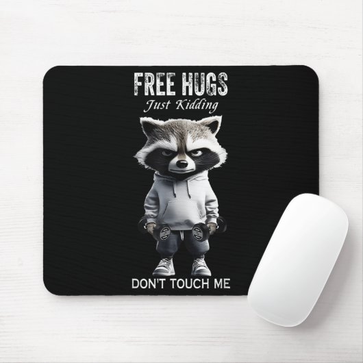 Hugs Just Kidding Don't Touch Me Racoon Workout Gy Mousepad (Mit Mouse)