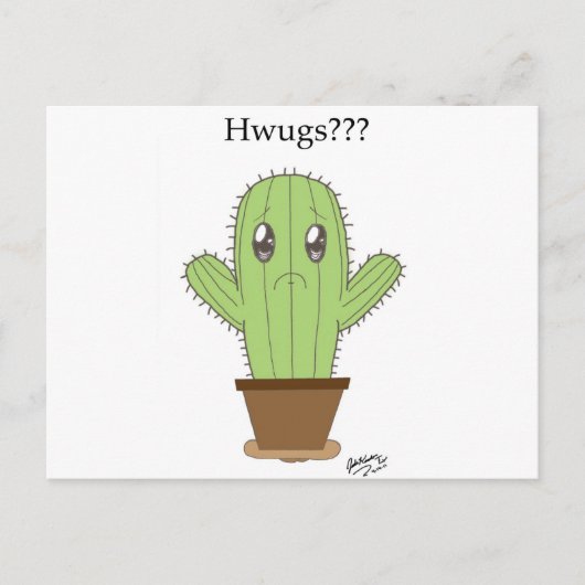 "Hugs???" Kaktus Postkarte (Vorderseite)