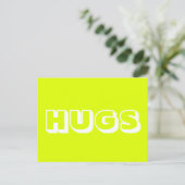 Hugs, kartreuse weiß postkarte (Stehend Vorderseite)