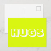 Hugs, kartreuse weiß postkarte (Vorne/Hinten)