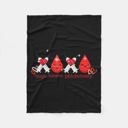 Hugs Kiss Phlebotomy Valentines Phlebotomist Lab T Fleecedecke (Vorderseite)