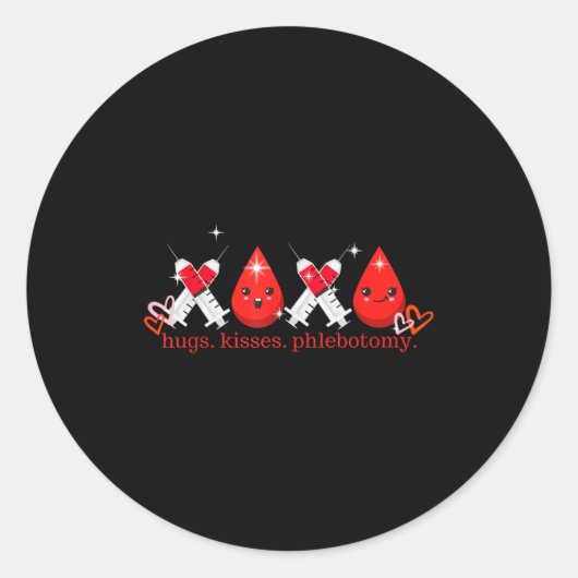 Hugs Kiss Phlebotomy Valentines Phlebotomist Lab T Runder Aufkleber (Vorderseite)