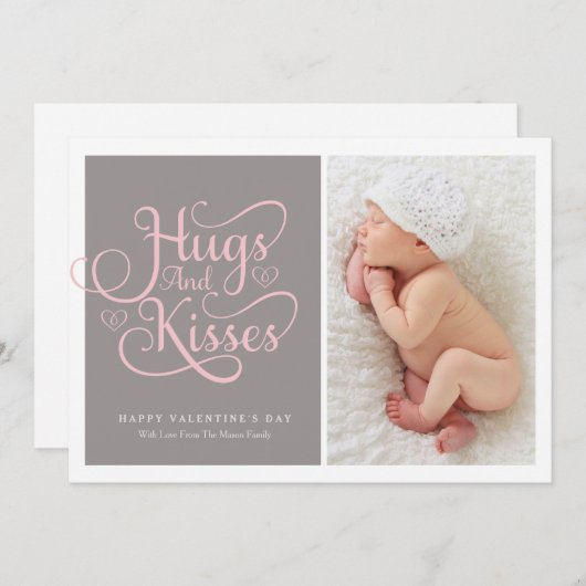Hugs & Kisses | Baby Pink Script (Vorne/Hinten)