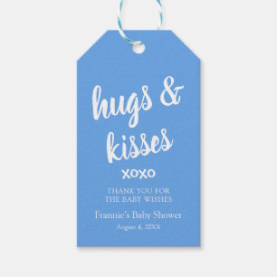 Hugs & Kisses Blue danke Ihnen Baby Shower Geschen Geschenkanhänger