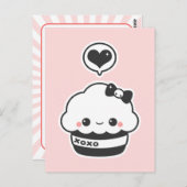 Hugs & Kisses Cupcake Postkarte (Vorne/Hinten)