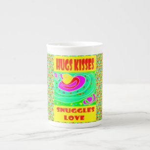 Hugs Kisses Design für Kinder Spaß Schlangenfarben Porzellantasse