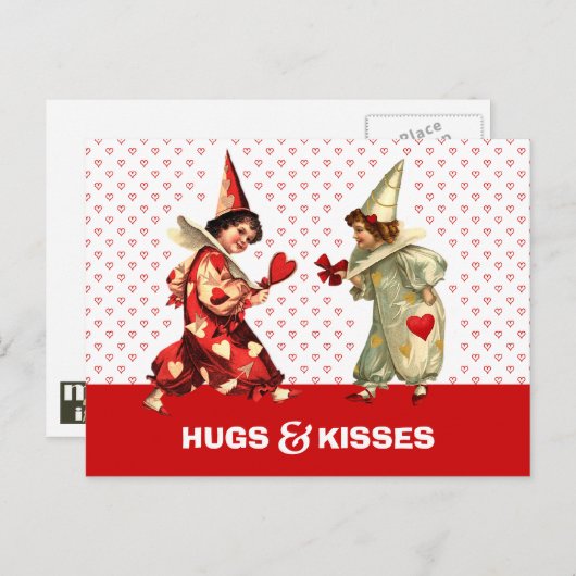 Hugs & Kisses Funny Kids Valentinstag Postkarten (Vorne/Hinten)