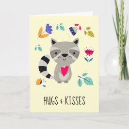 Hugs & Kisses. Funny Raccoon Valentinstag Feiertagskarte