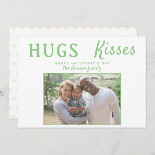 Hugs & Kisses Green Valentine's Day Foto Card Feiertagskarte