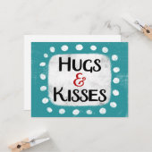 Hugs & Kisses Grußkarte Karte (Vorderseite/Rückseite Beispiel)