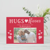 Hugs & Kisses Herz Valentinstag Fotokarte Feiertagskarte (Stehend Vorderseite)