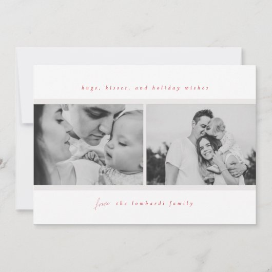 Hugs, Kisses, Holiday Wishs Red Ankündigung (Vorderseite)