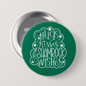 Hugs, Kisses & Kleeblatt wünscht St. Patrick's Day Button (Vorne & Hinten)