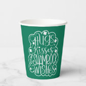 Hugs, Kisses & Kleeblatt wünscht St. Patrick's Day Pappbecher (Rückseite)