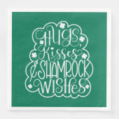 Hugs, Kisses & Kleeblatt wünscht St. Patrick's Day Serviette (Vorderseite)