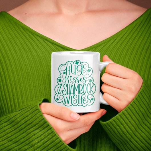 Hugs, Kisses & Kleeblatt wünscht St. Patrick's Day Tasse