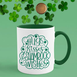 Hugs, Kisses & Kleeblatt wünscht St. Patrick's Day Tasse