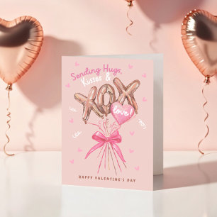 Hugs Kisses & Liebe Foil Balloons Valentine Card Feiertagskarte