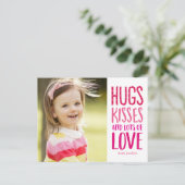 Hugs Kisses Liebe Valentinstag Postkarte (Stehend Vorderseite)
