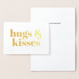 Hugs & Kisses moderner, kühner Typografie-Brauch Folienkarte