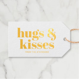 Hugs & Kisses moderner, kühner Typografie-Brauch Geschenkanhänger