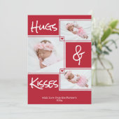 Hugs & Kisses Multi Foto Valentine Gruß (Stehend Vorderseite)