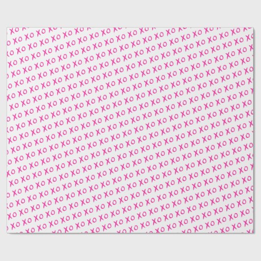 "Hugs & Kisses" Pink und White XOXO Wrapping Paper Geschenkpapier (Flach)